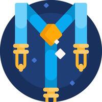A blue and yellow suspenders with a yellow m vector