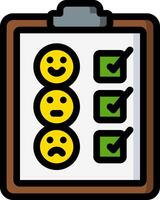 A clipboard with four smiley faces and a check mark vector