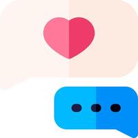 Two speech bubbles with a heart and a speech bubble vector