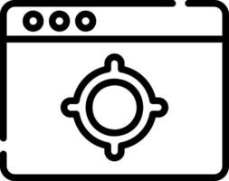 A black and white icon of a web browser vector