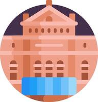 A building with a blue fountain in front of it vector