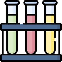 Test tubes with different colors on a shelf vector