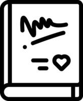 A black and white image of a book with a heart vector
