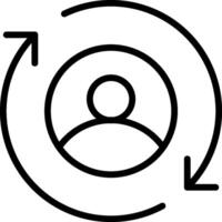 A circle with arrows pointing to a person vector
