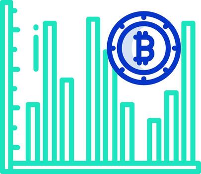 Bitcoin price graph with a bitcoin symbol vector