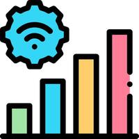A wifi icon with a gear and bar graph vector