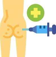 A syringe is being used to inject a person's leg vector