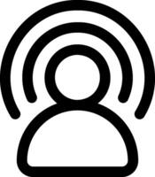 A black and white icon of a person with a wifi symbol vector