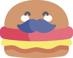 A hamburger with a mustache and mustache vector