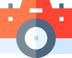 A red camera icon with a white background vector