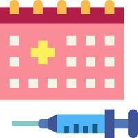 A calendar with a syringe and a needle vector
