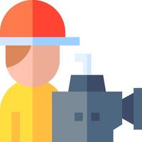 A person with a camera and a helmet vector