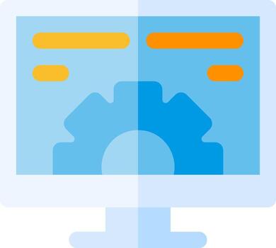 un computadora monitor con engranajes en eso vector