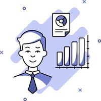 A man with a business chart and a graph vector