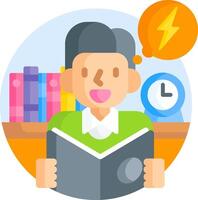 An old man reading a book with a lightning bolt above his head vector
