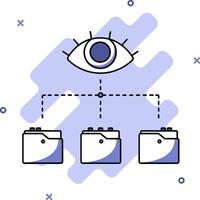 An illustration of a folder with an eye and a folder with files vector