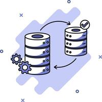 A diagram of a server with two servers and a check mark vector