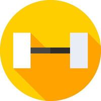 A yellow circle with a barbell icon vector