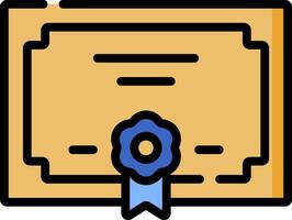 A certificate icon with a blue ribbon vector