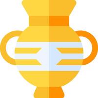 A yellow vase with a blue stripe on it vector