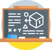 A blackboard with a cube on it and a calculator vector