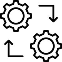 Two gears with arrows pointing to the left and right vector