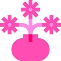 A pink vase with four flowers in it vector
