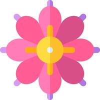 A pink flower with yellow center on a white background vector