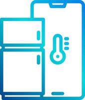 A refrigerator and a thermometer are shown in a blue and white design vector