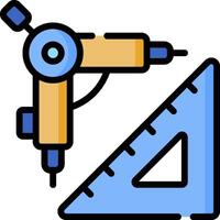 A blue and yellow construction tool with a ruler vector