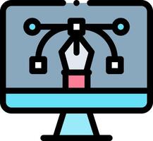 A computer monitor with a pen and a computer vector