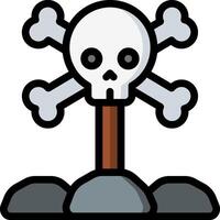A skull and crossbones on a rock vector