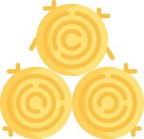 A stack of three logs with a yellow background vector