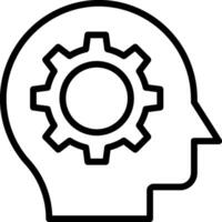A black and white image of a head with a gear wheel in it vector