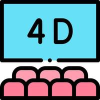 A movie theater with a 4d screen and a sign that says 4d vector