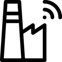 A black and white image of a factory with a wifi symbol vector