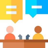 Two people sitting at a table with speech bubbles above them vector