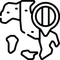 A black and white outline of a map with a pin vector
