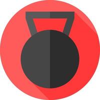 A black kettlebell icon on a red circle vector