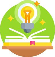 An open book with a light bulb on top vector