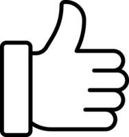 A black and white thumb up icon on a white background vector