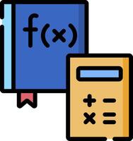 A calculator and book with the letters f and x vector
