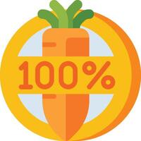A carrot with the words 100 percent on it vector