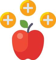 An apple with four plus signs on it vector