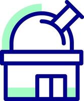 A blue and green icon of a laboratory vector