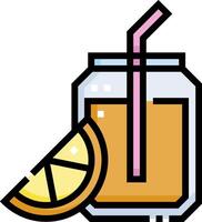 A glass of lemonade with a straw and slice of lemon vector
