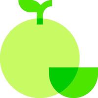 A green apple with a slice of fruit vector