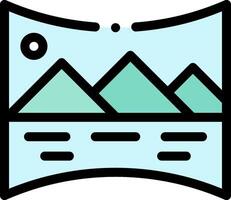 A flat image of mountains and a mountain range vector