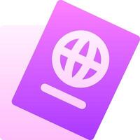 A purple and pink passport with a globe on it vector