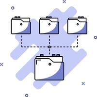A diagram of a computer with a file folder on top vector
